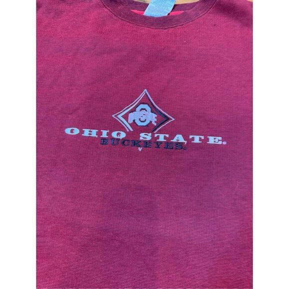 Size XXL- Y2K Ohio state Buckeyes OSU fire sweatshirt Crewneck red embroidered - Picture 3 of 7
